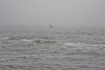 Beyond the surf in the fog